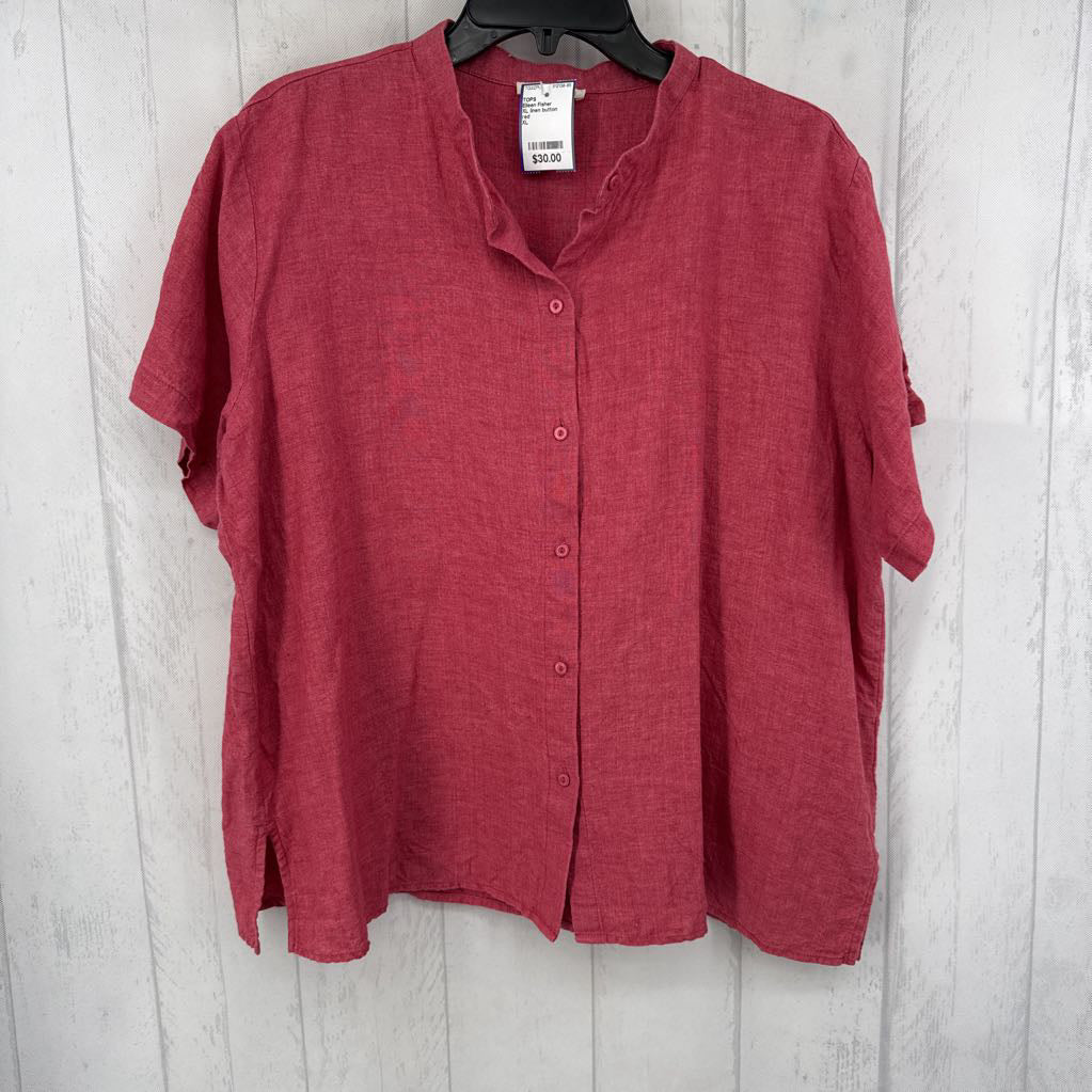 XL linen button down s/s top