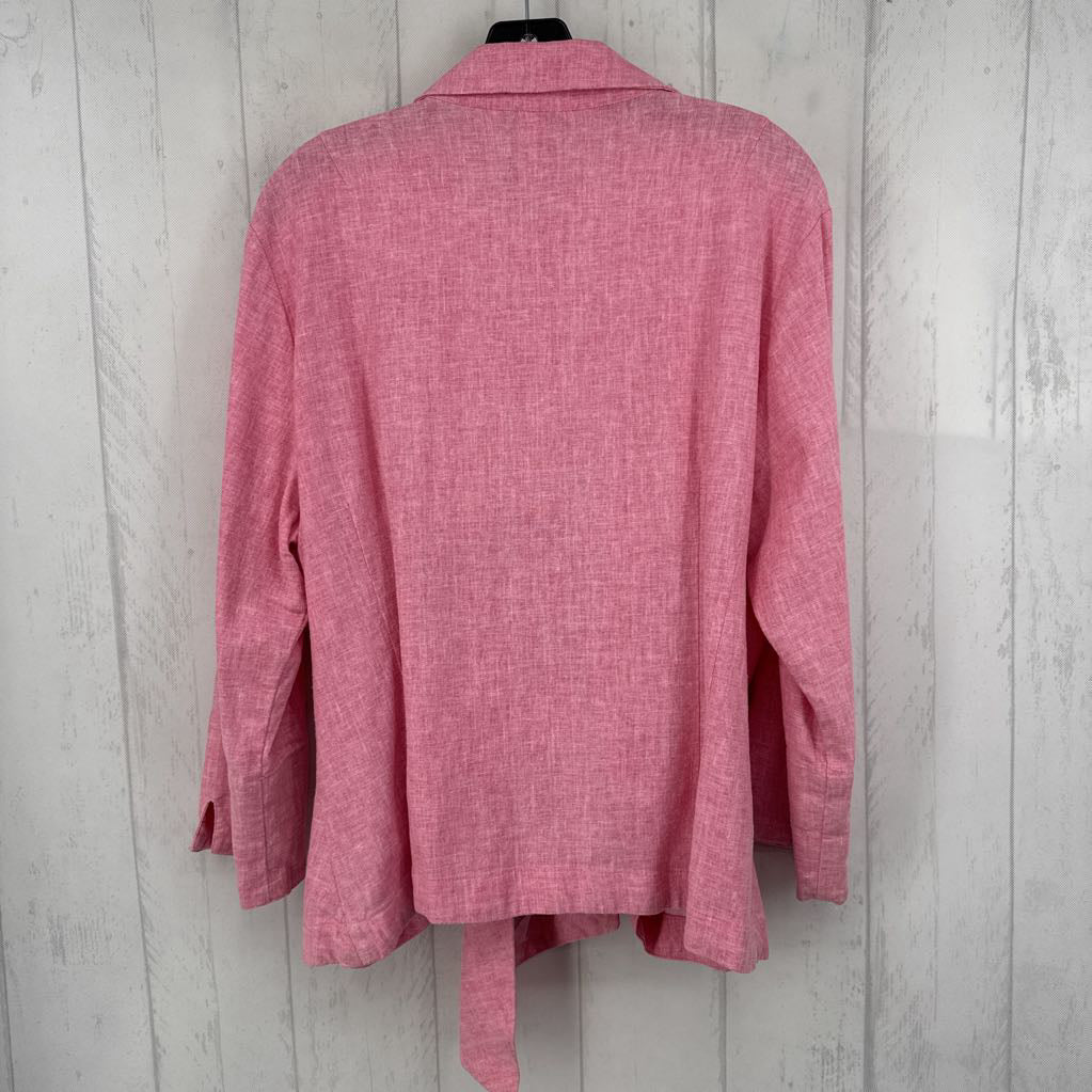 XL linen tie front l/s top