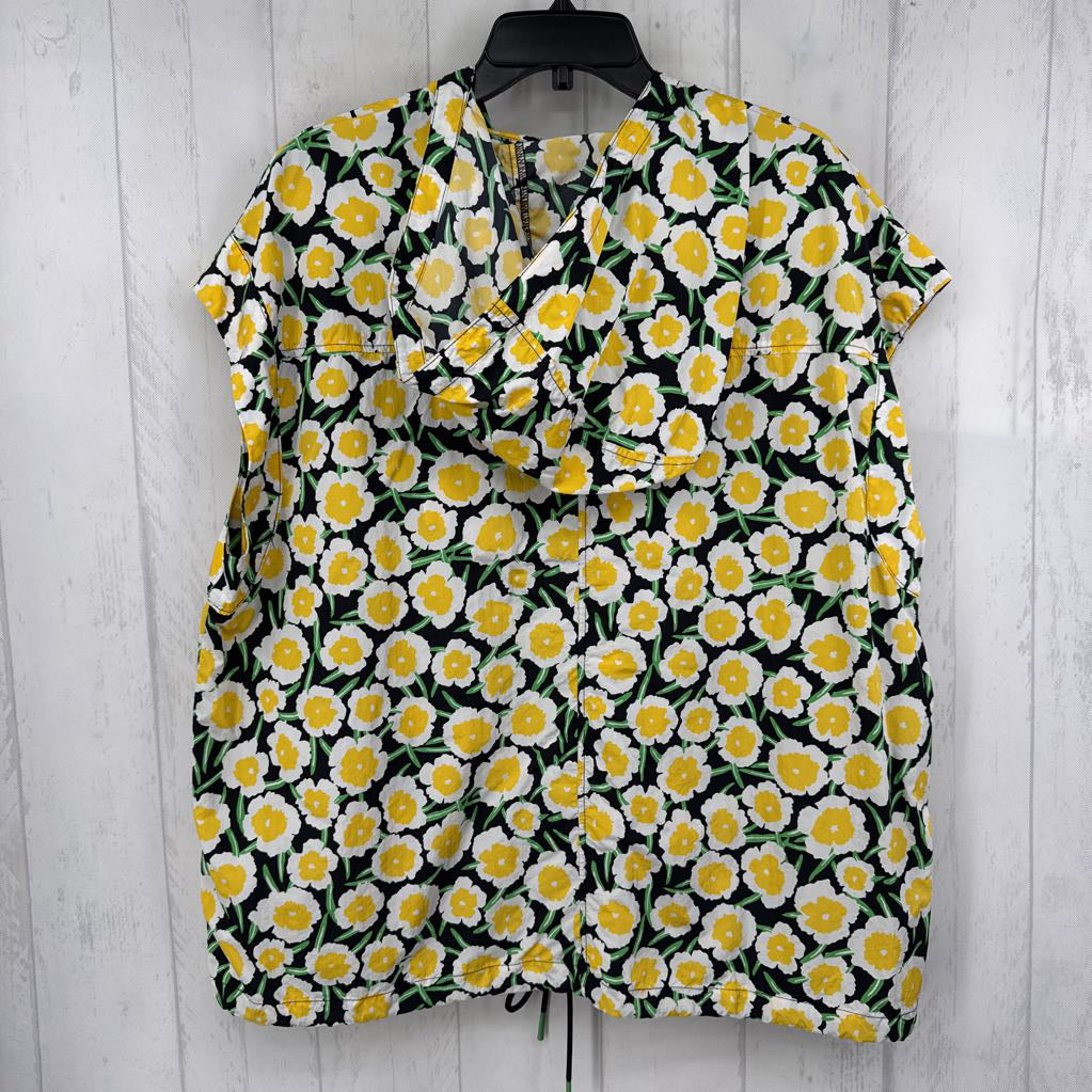 L nylon flo print zip up vest