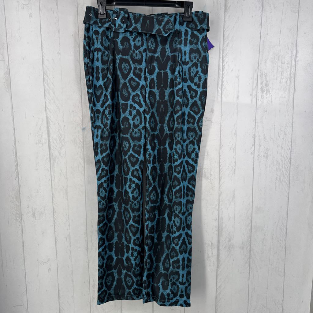 M animal print belted pants