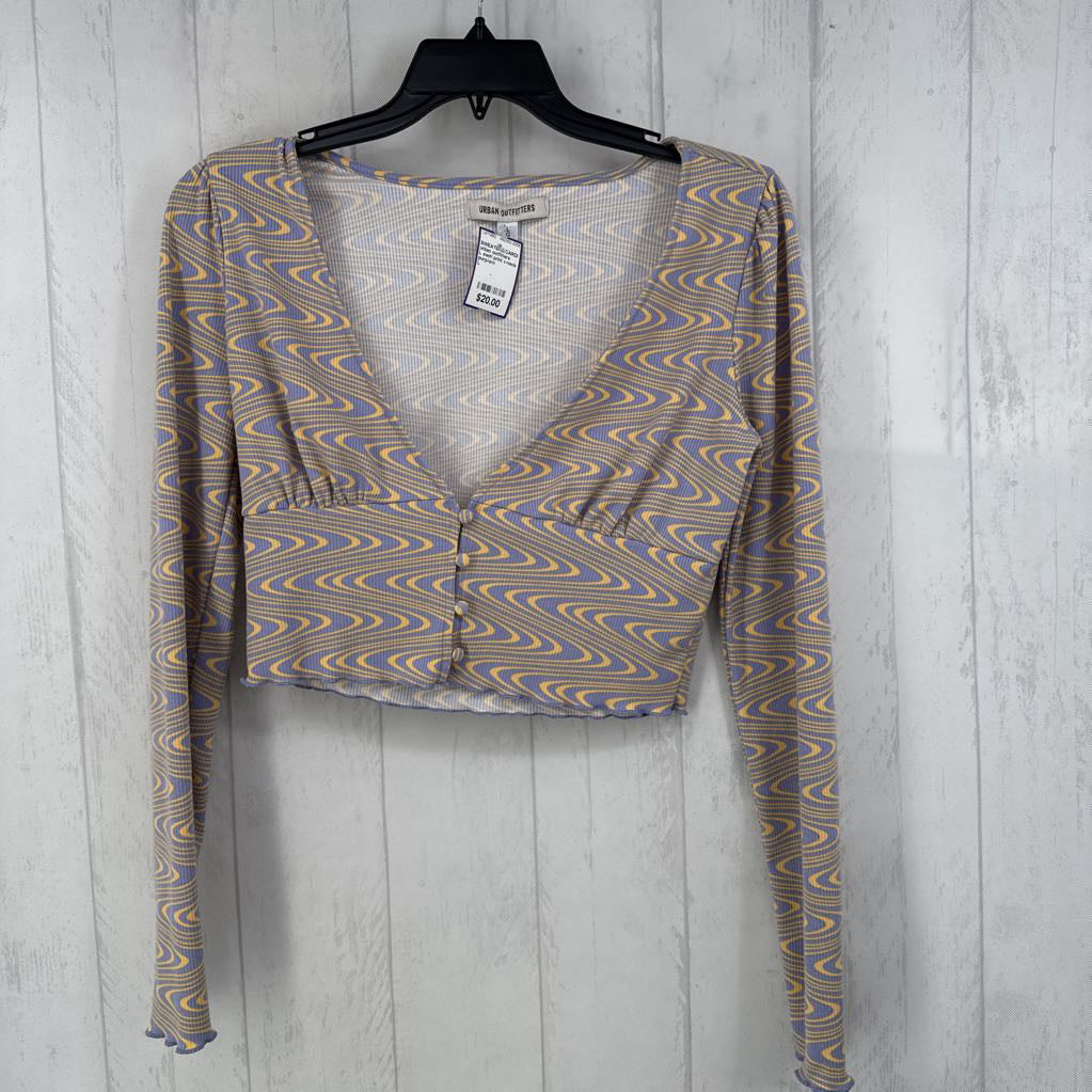 L swirl print v-neck buttoned l/s cardi
