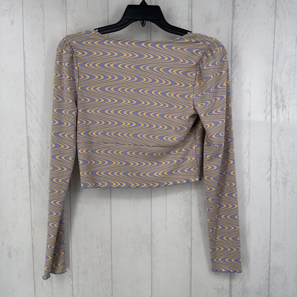L swirl print v-neck buttoned l/s cardi