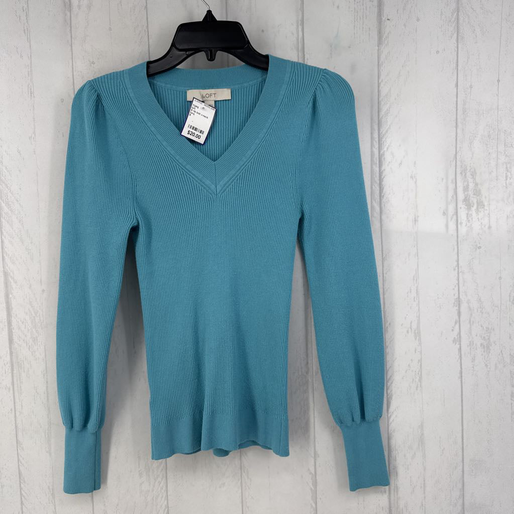 S rib knit v-neck top
