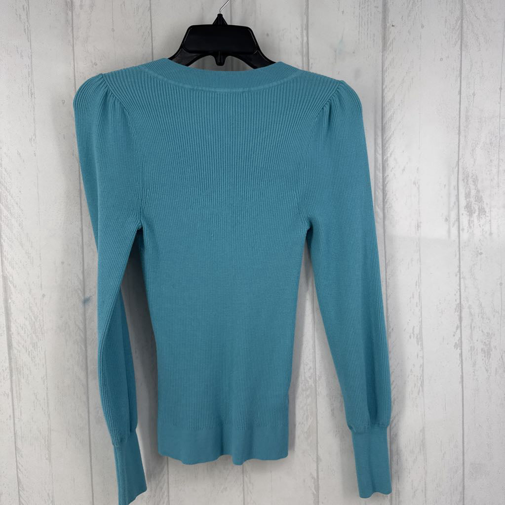 S rib knit v-neck top