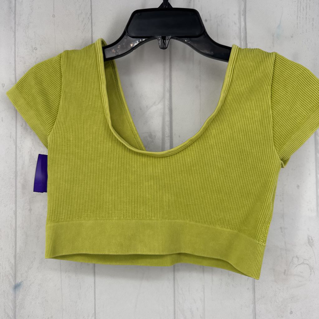 S ribbed double v crop top