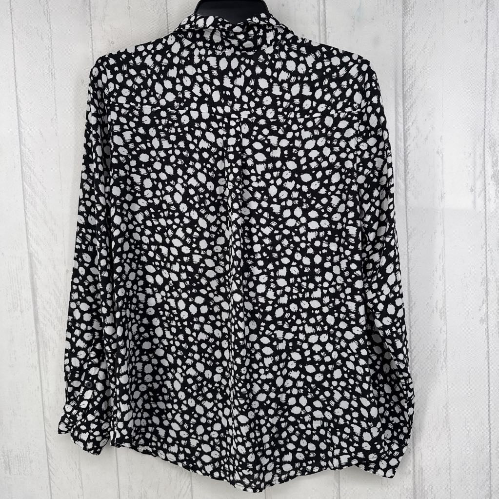S animal print button down l/s top