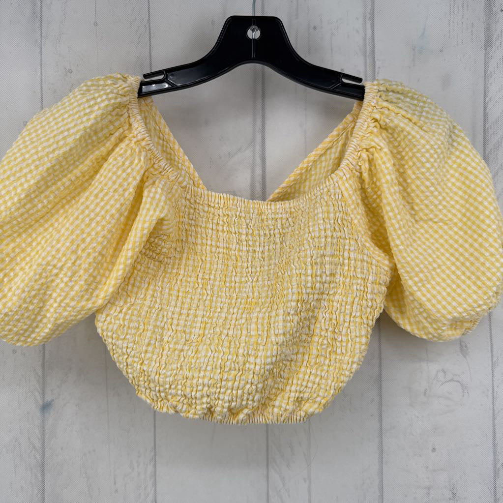 XS check smocked crop top