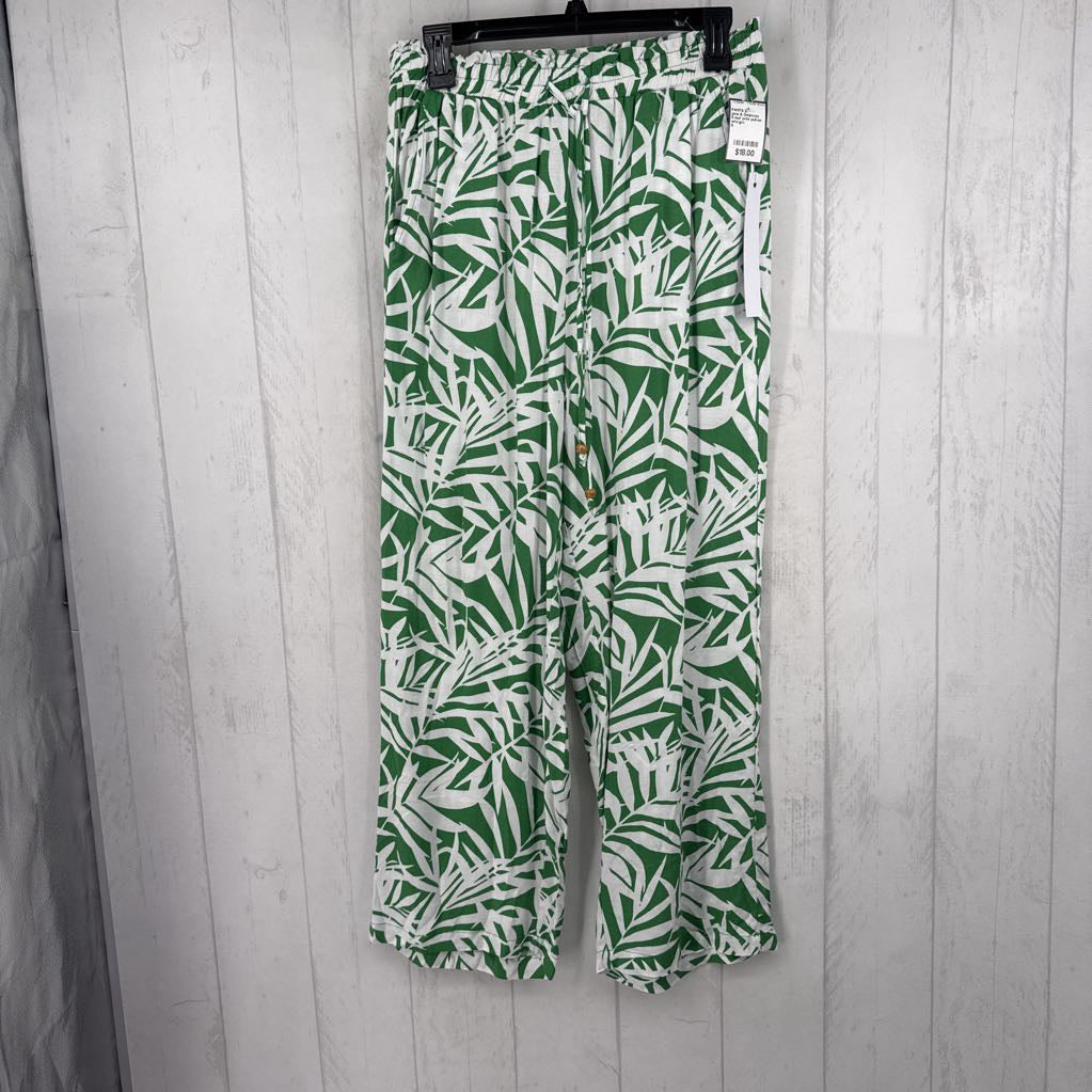S leaf print pull-on pants