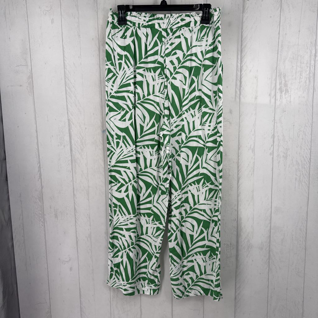 S leaf print pull-on pants