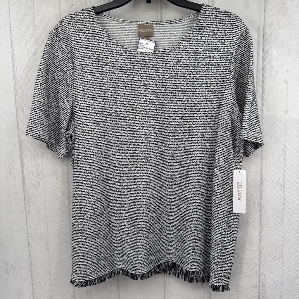 R47 L marled fringe hem s/s top