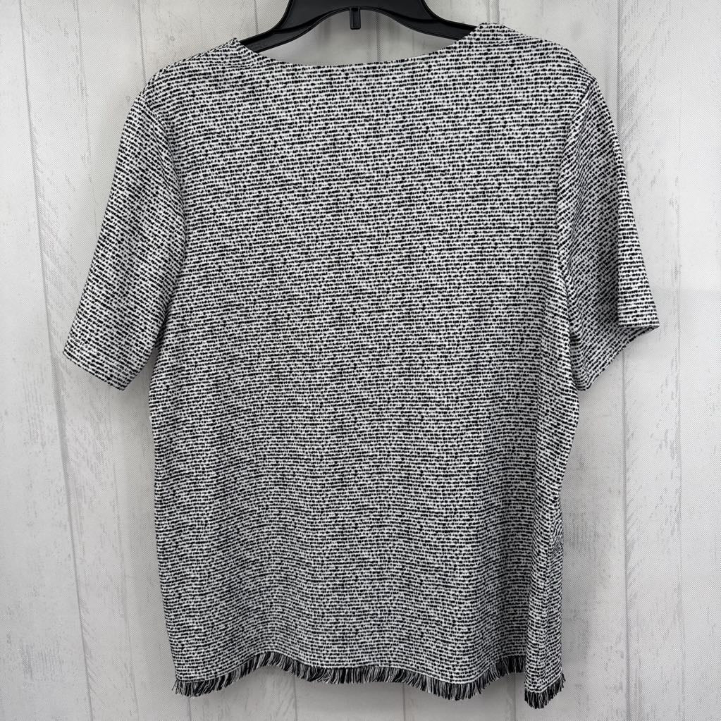 R47 L marled fringe hem s/s top