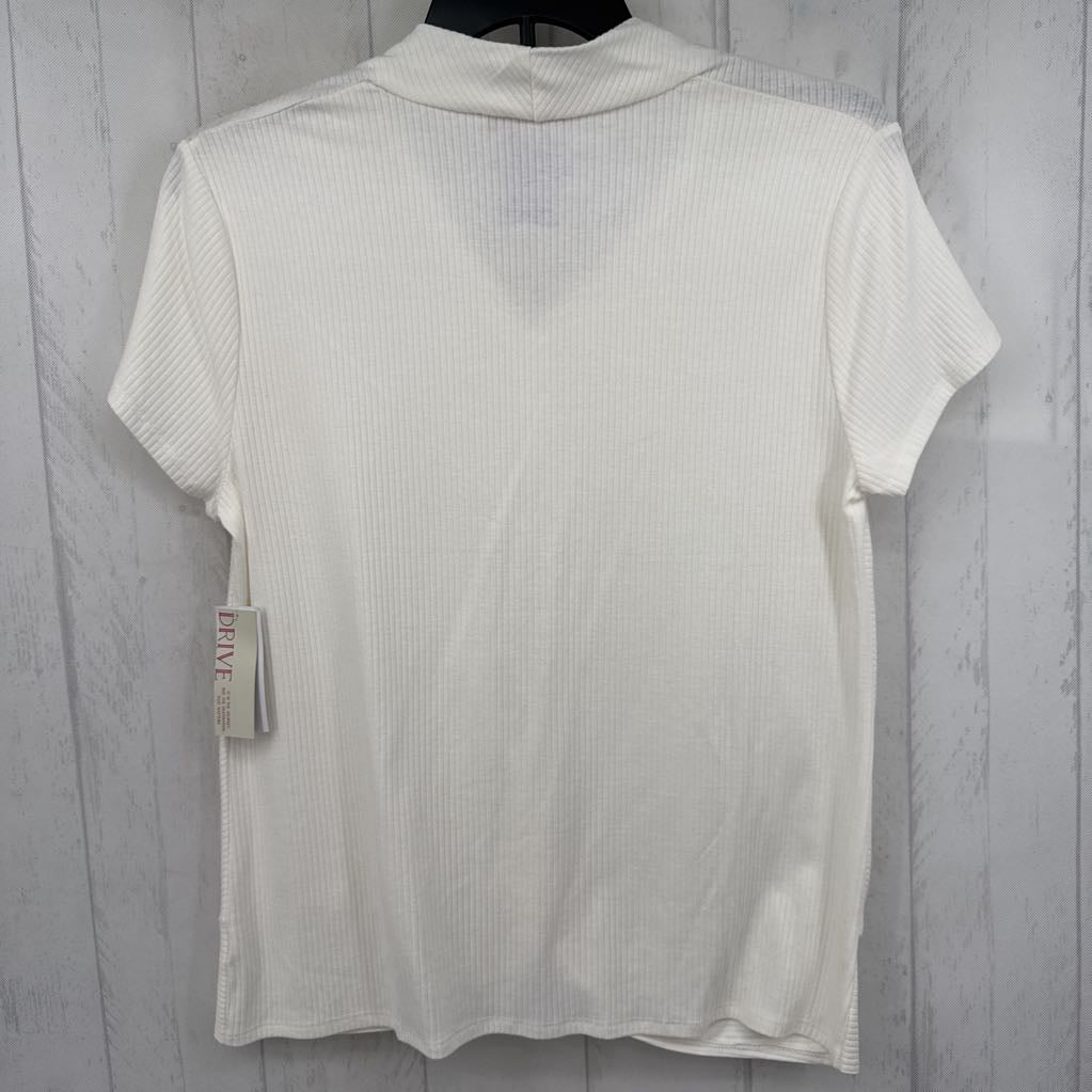 R50 L ribbed gathered hem s/s top