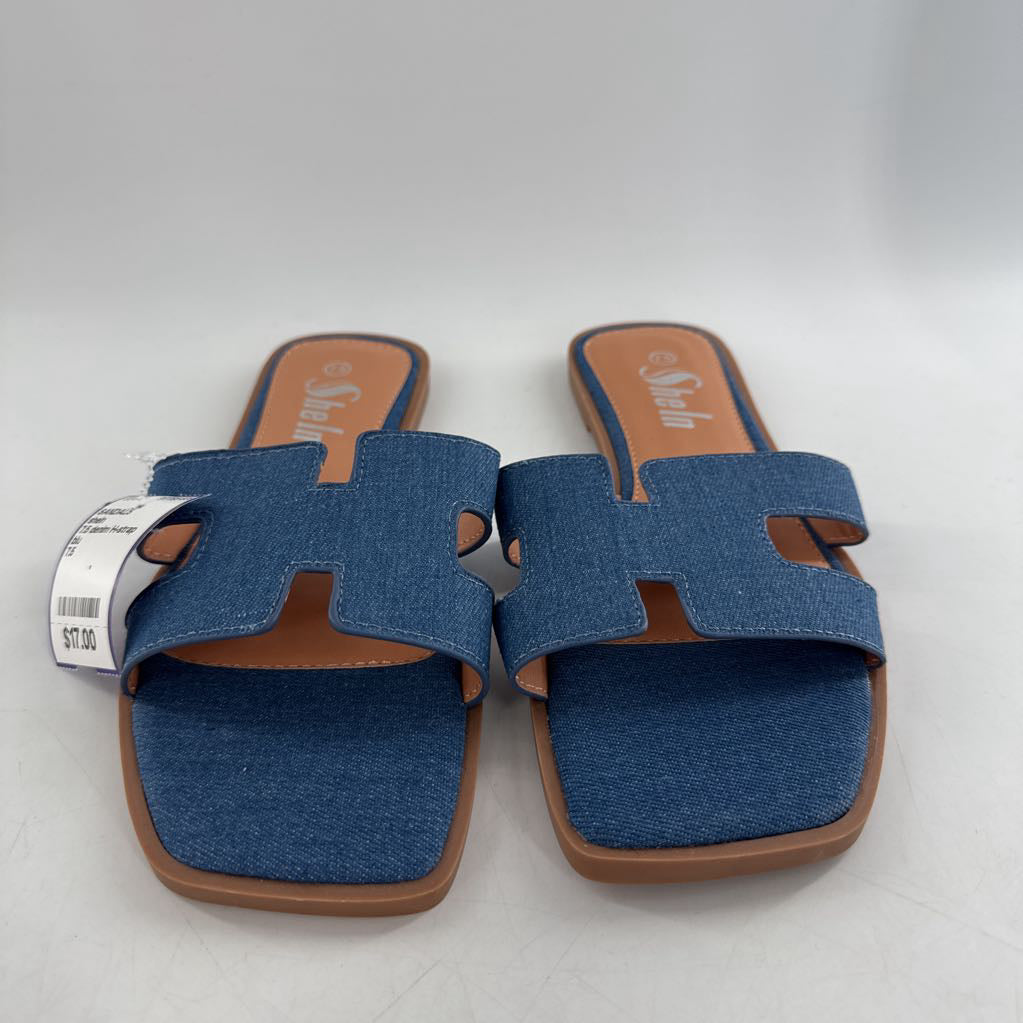 7.5 denim H-strap sandal