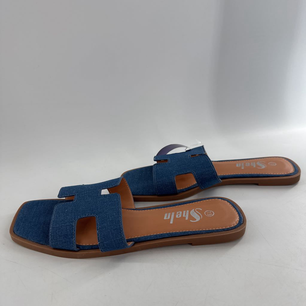 7.5 denim H-strap sandal