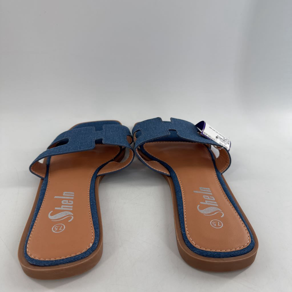 7.5 denim H-strap sandal