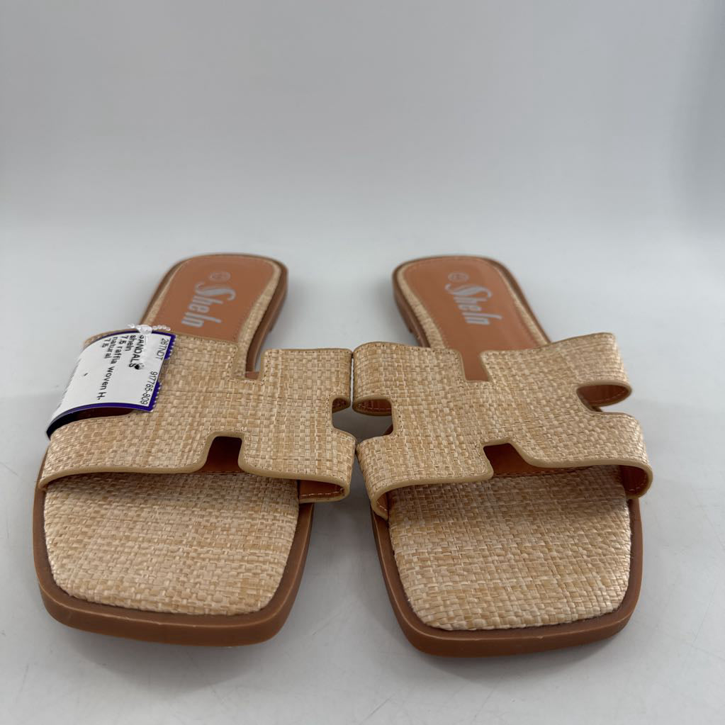 7.5 raffia woven H-strap sandal