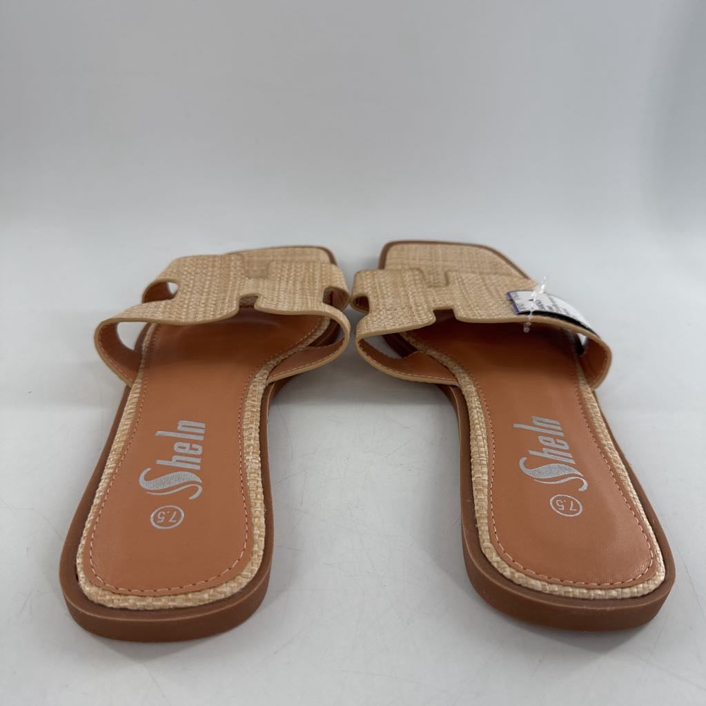 7.5 raffia woven H-strap sandal
