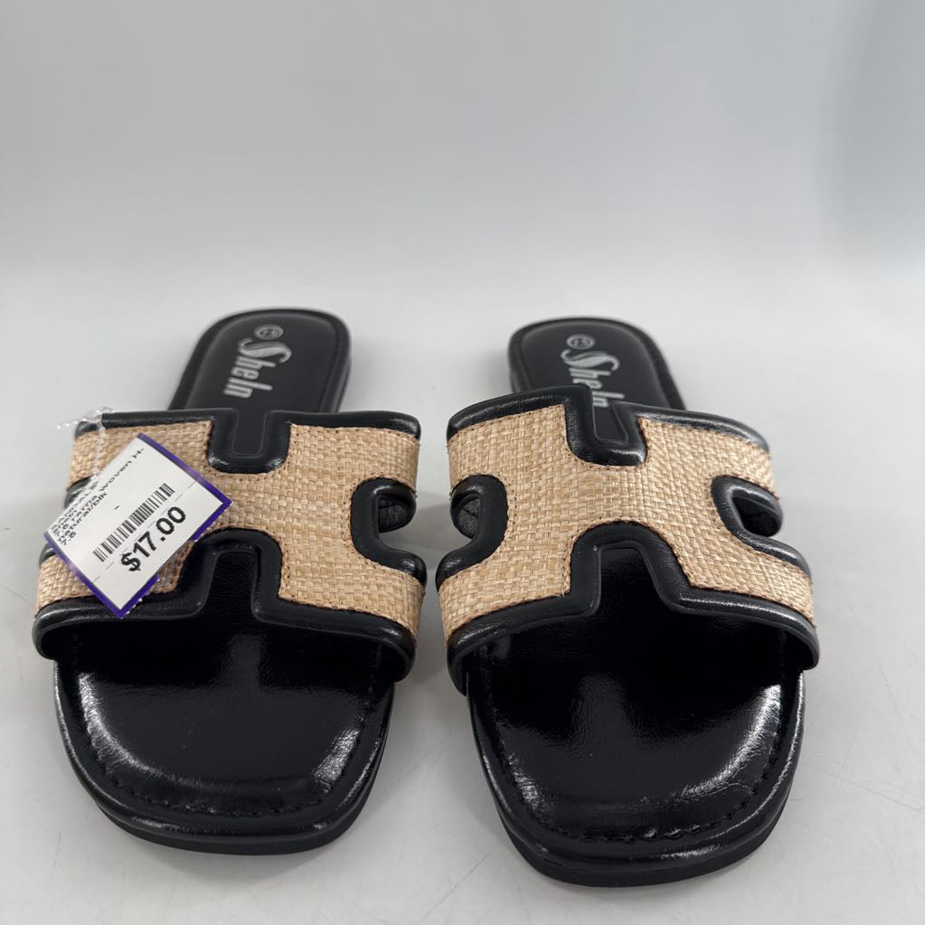 7.5 raffia woven H-strap sandal