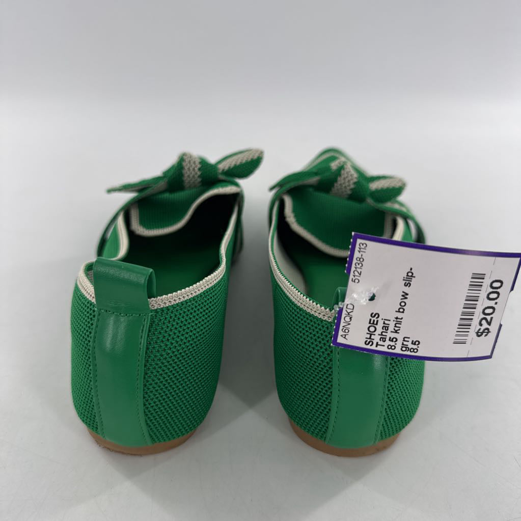 8.5 knit bow slip-ons
