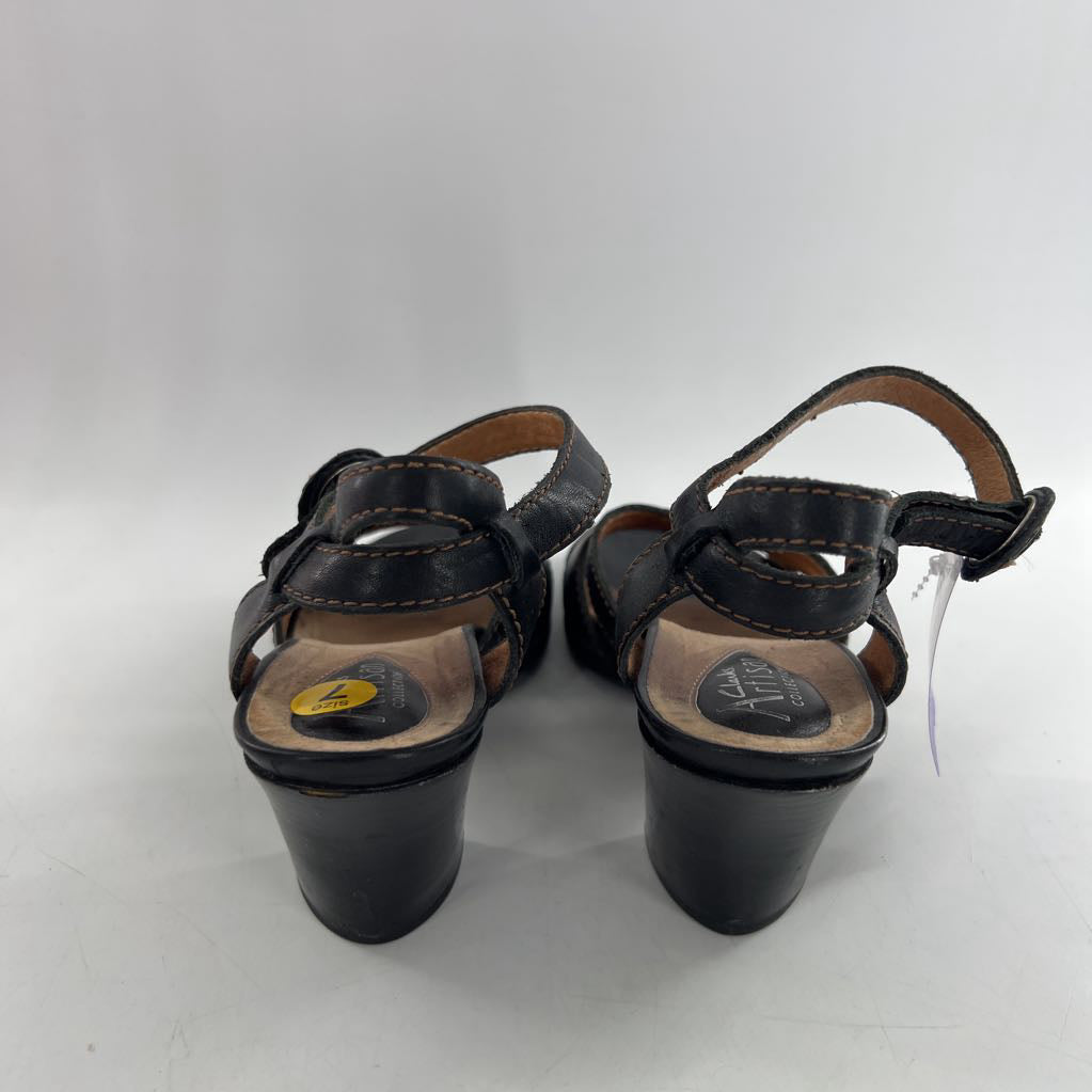7 leather ankle strap low heel sandal