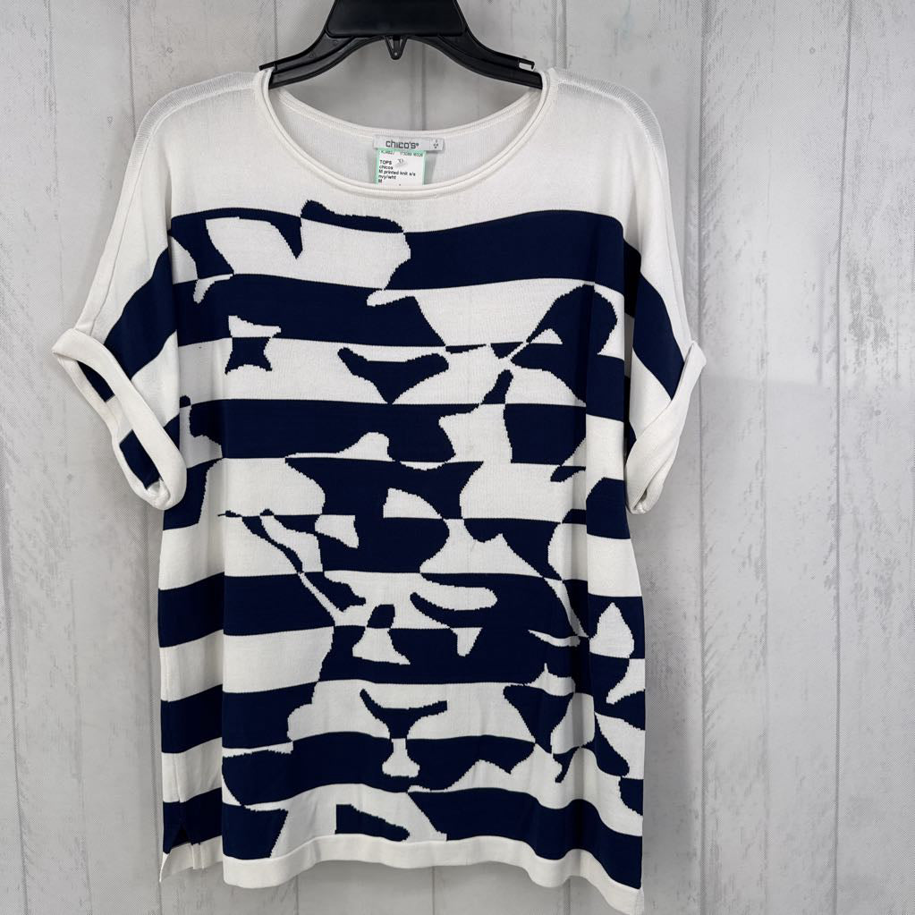 M printed knit s/s top