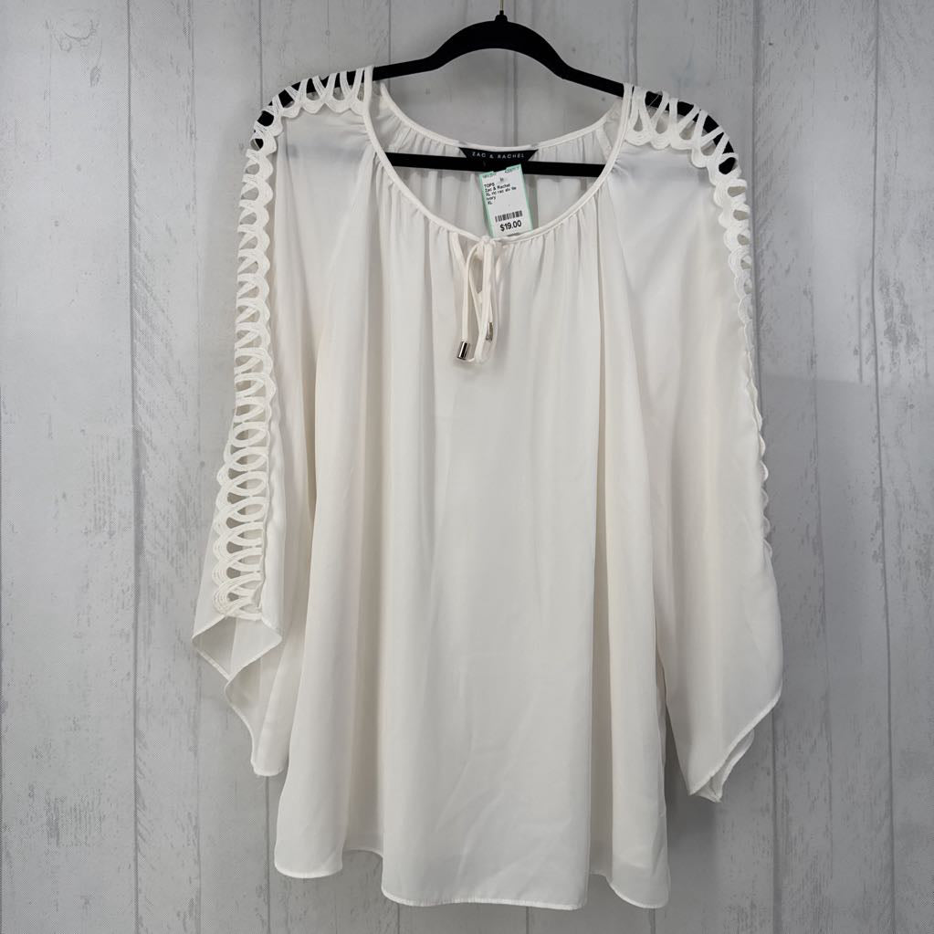 XL ric rac slv tie front 3/4 slv top