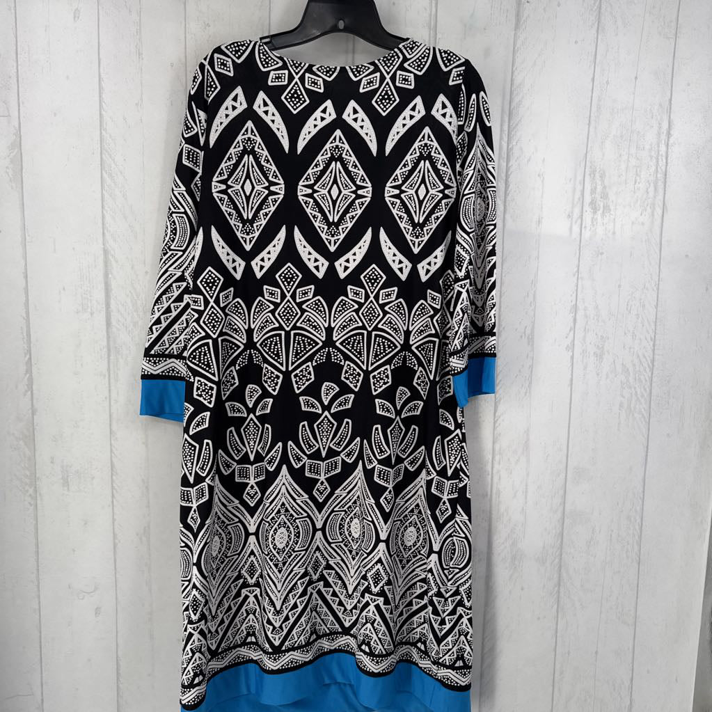 R50 L printed round neck 3/4 slv dress