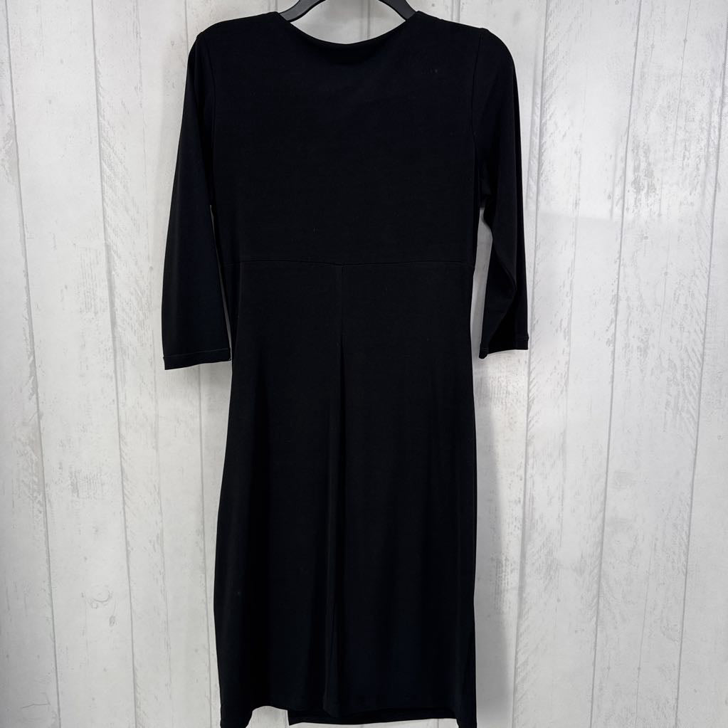 8 v-neck ruched 3/4 slv dress