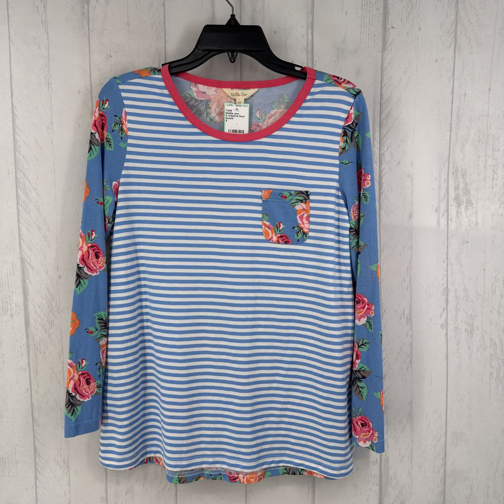 S striped & floral l/s tee