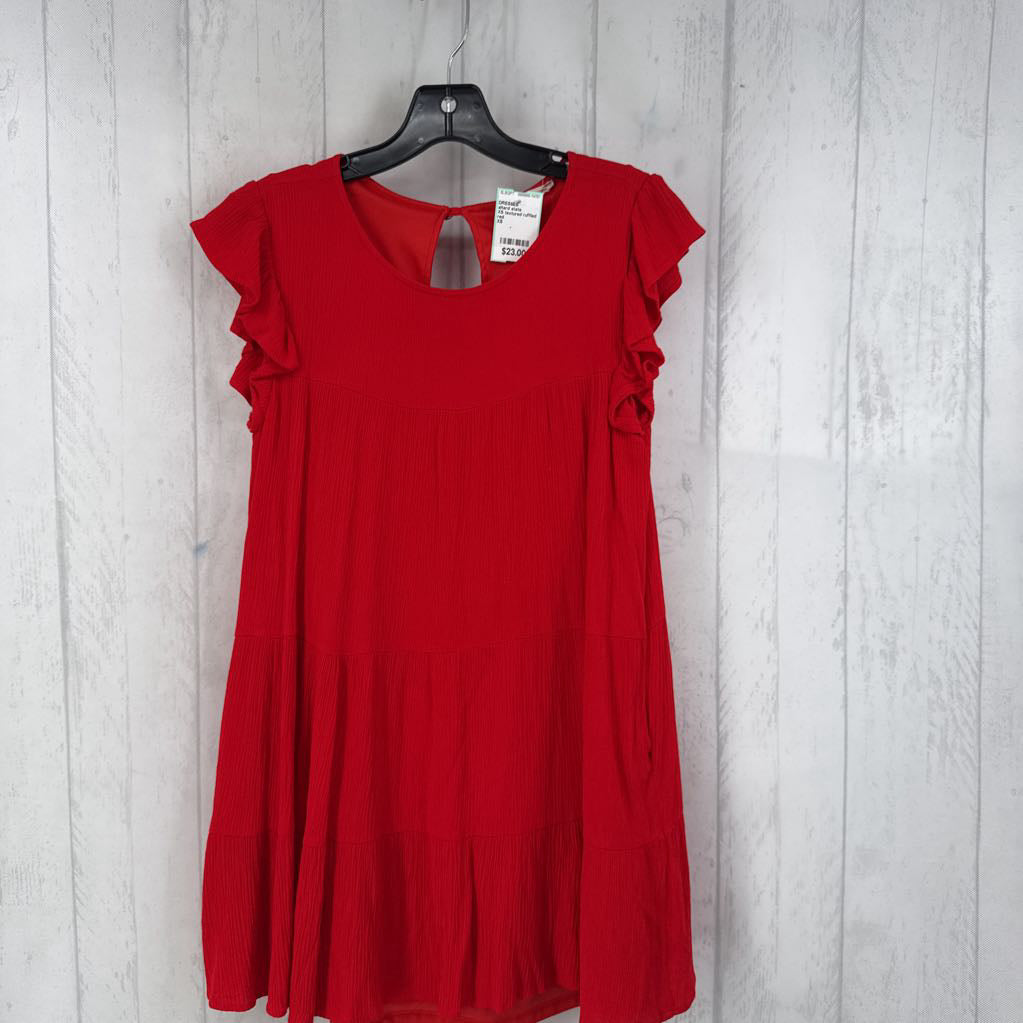 XS textured ruffled slv tiered dress