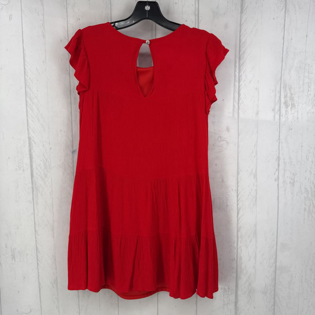 XS textured ruffled slv tiered dress