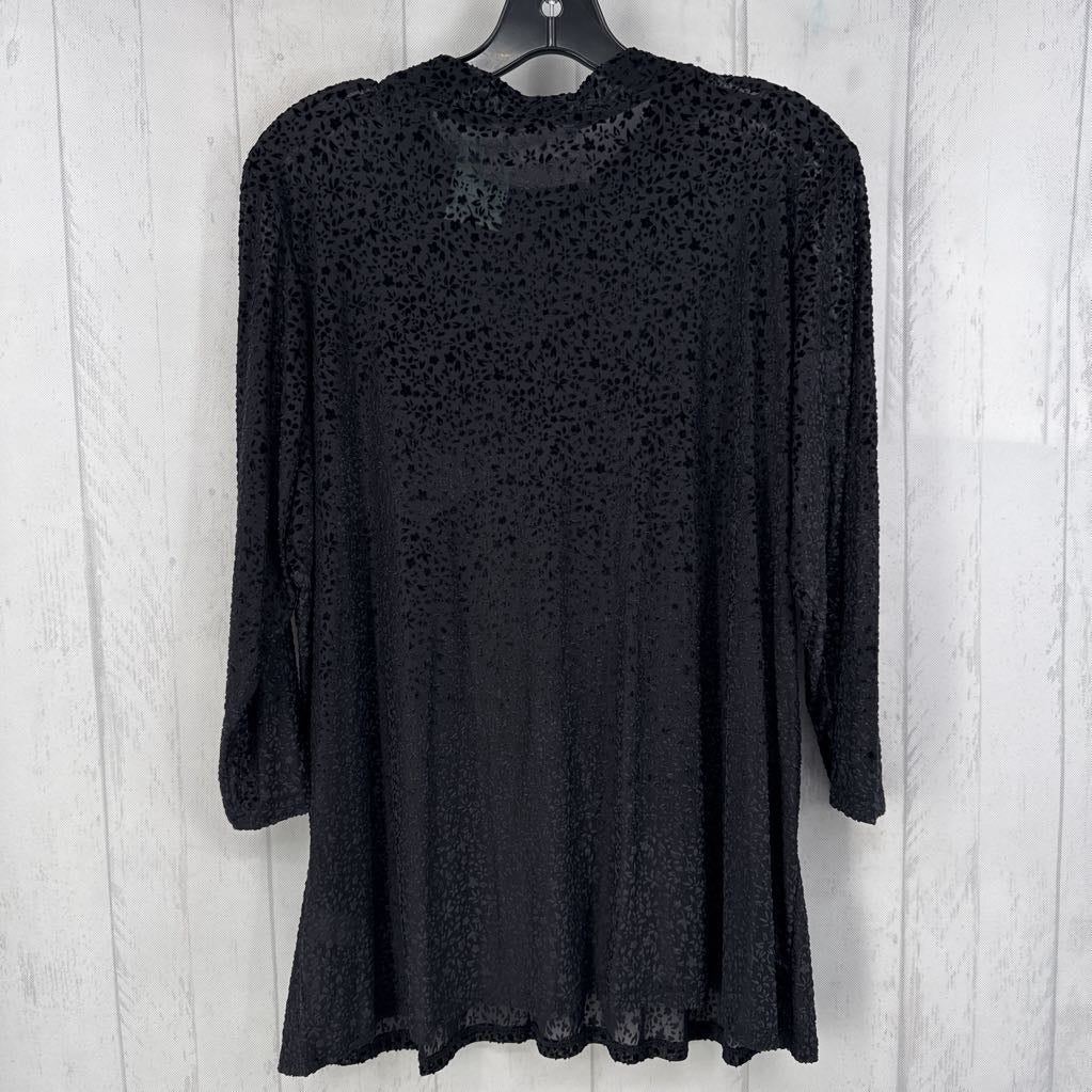 XL semi sheer mock neck 3/4 slv top