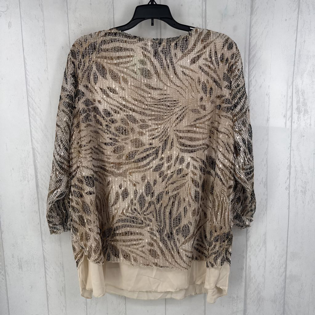 XL mesh overlay 3/4 slv top