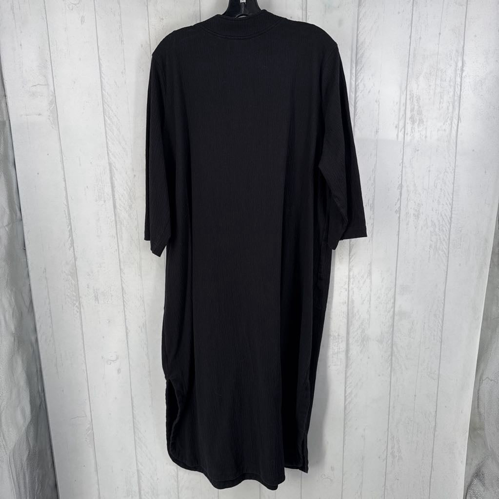 L textured v-neck 3/4 slv caftan