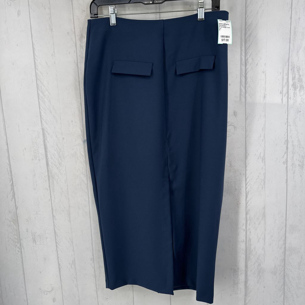 M mid length front split skirt