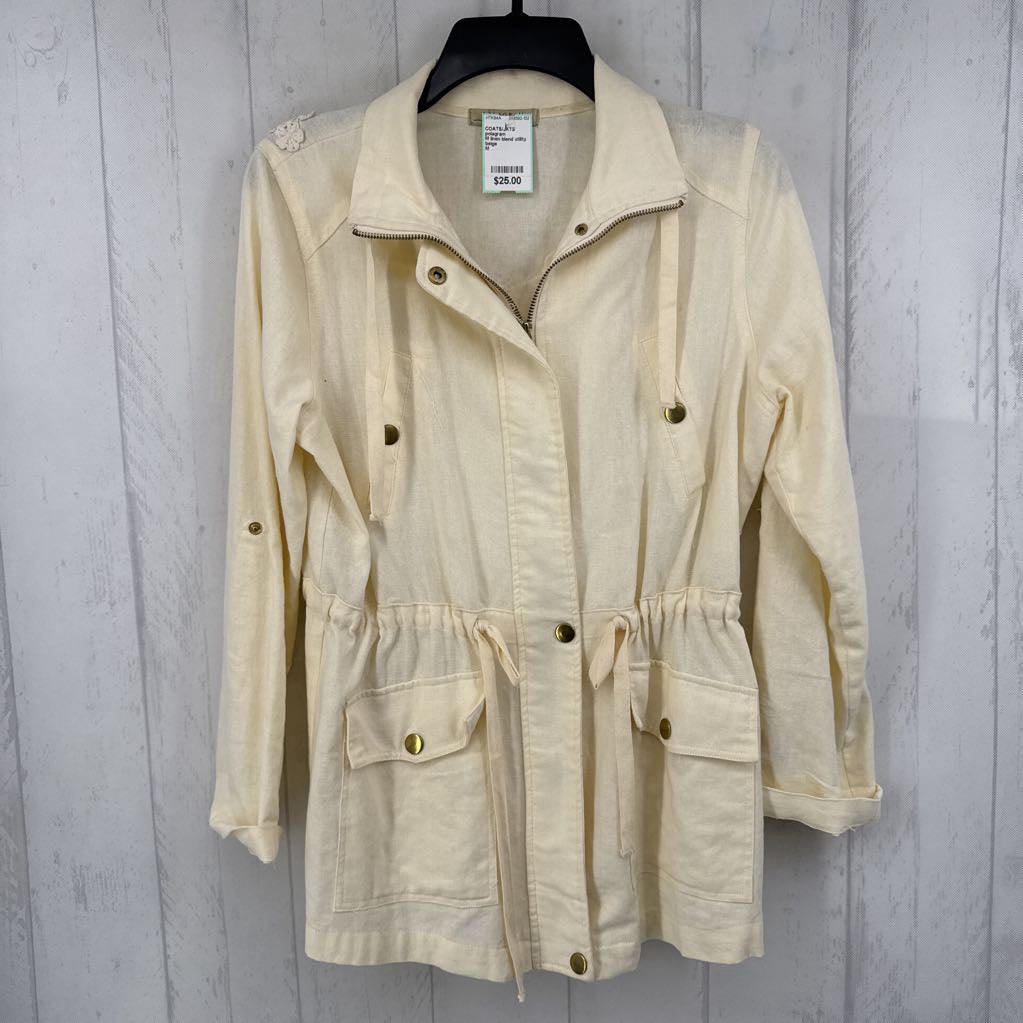 M linen blend utility jacket