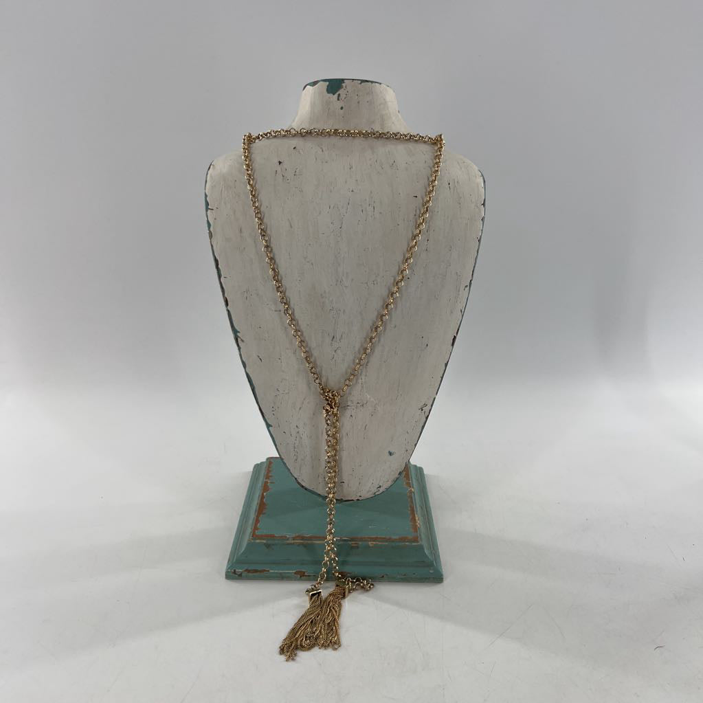 23" gold tone double strand tassel necklace