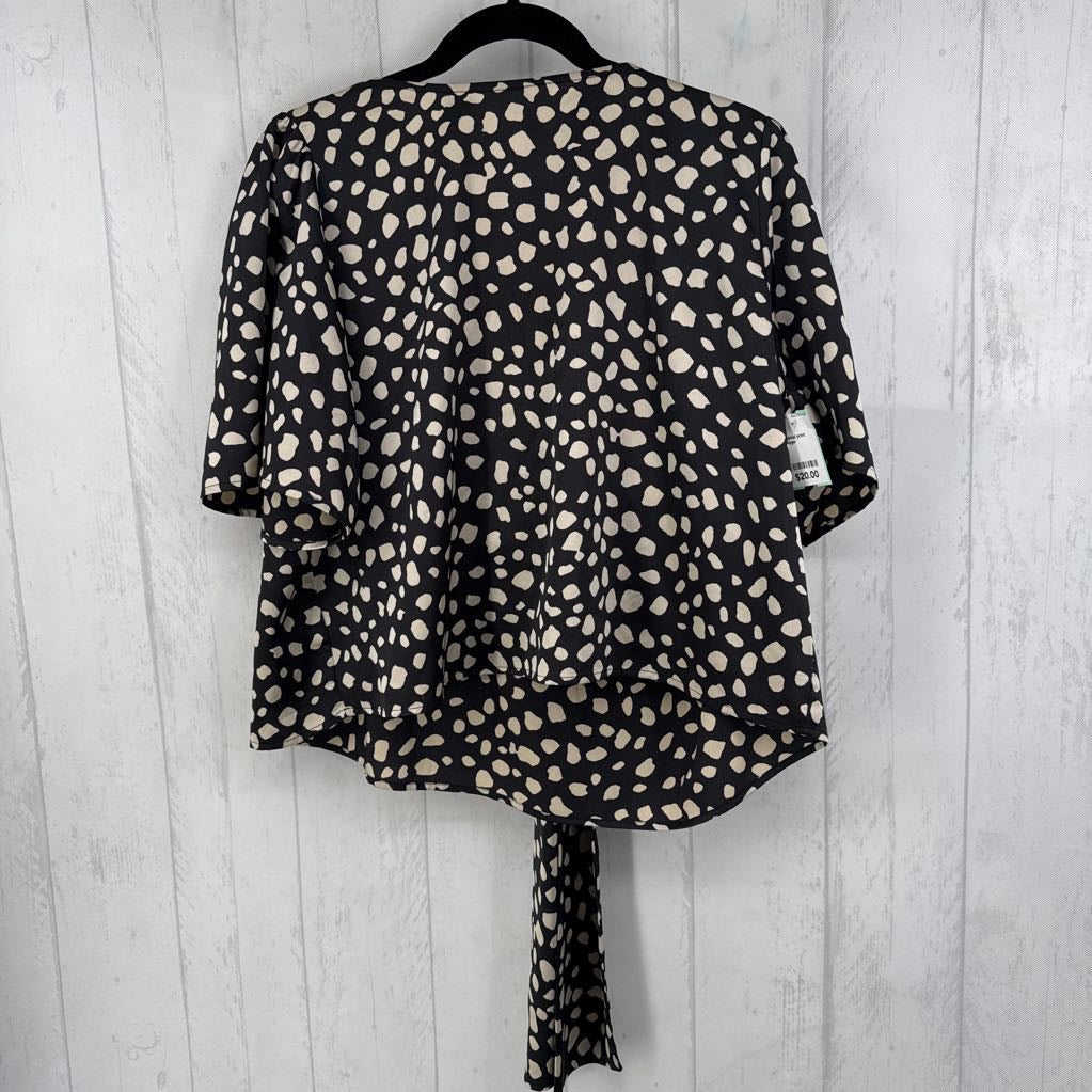 XL animal print bow back s/s top