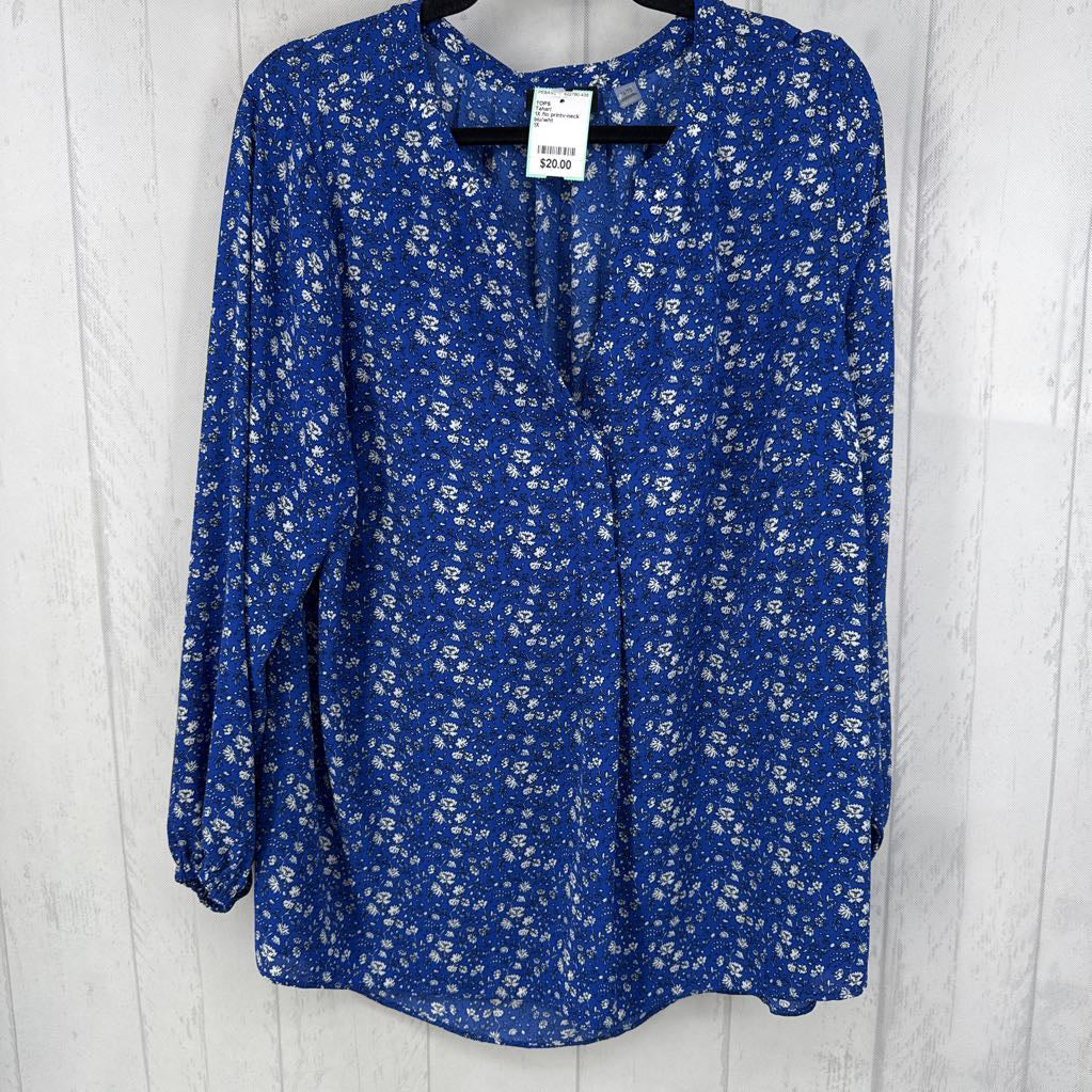 1X flo printv-neck l/s top