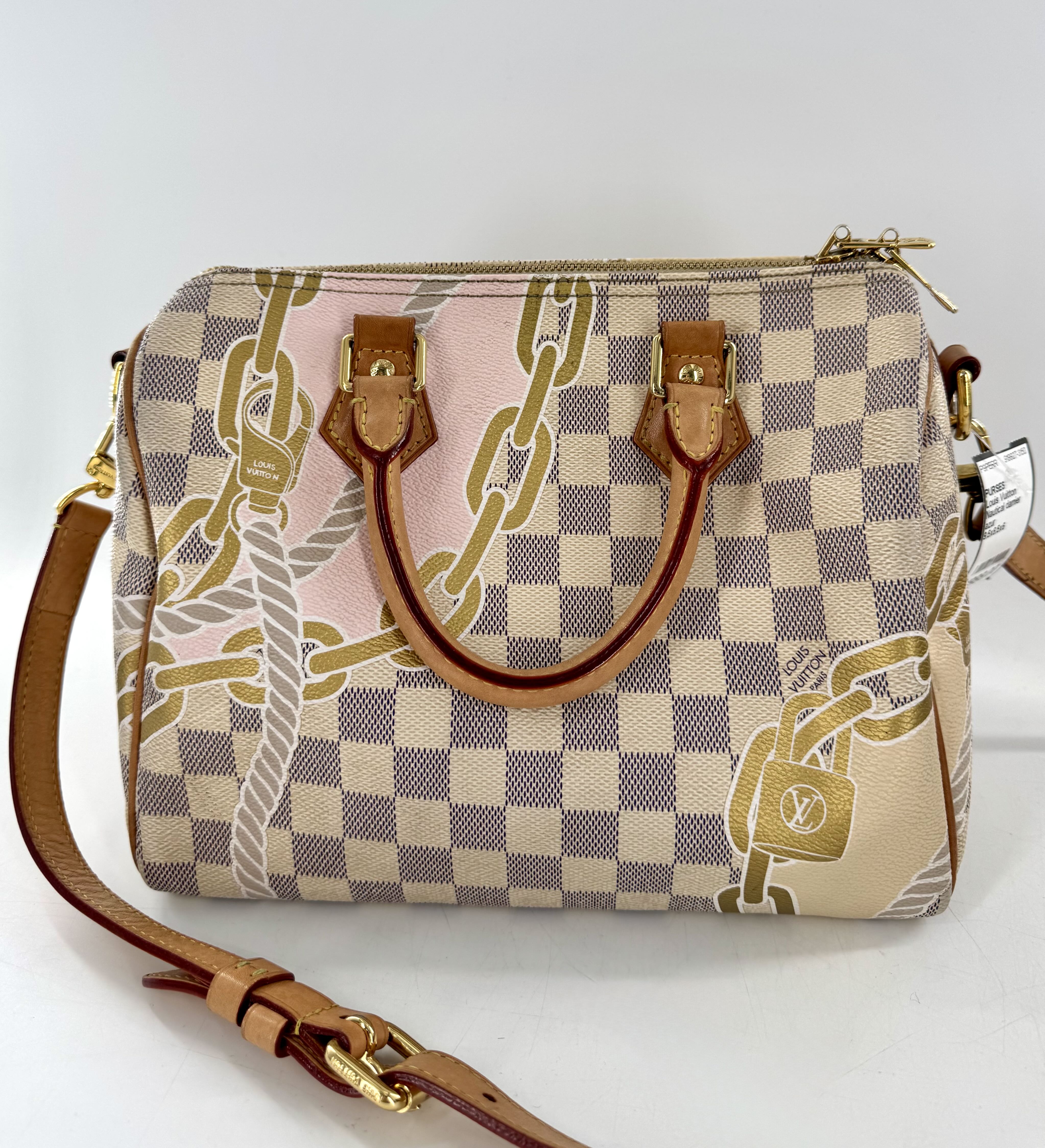 Nautical damier satchel w/ rope & chain print 25
