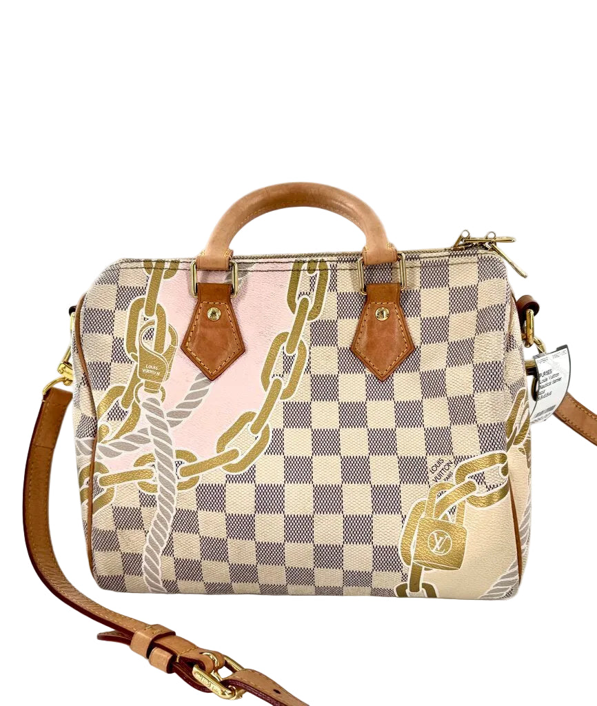Nautical damier satchel w/ rope & chain print 25