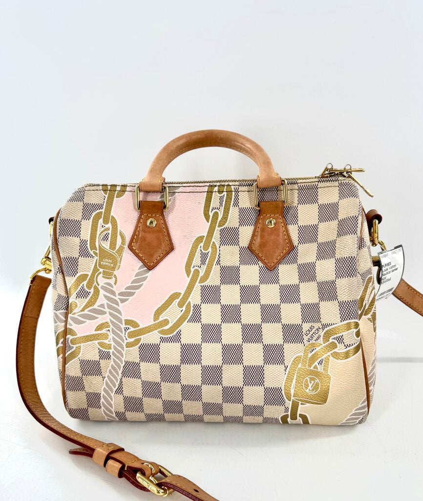 Nautical damier satchel w/ rope & chain print 25