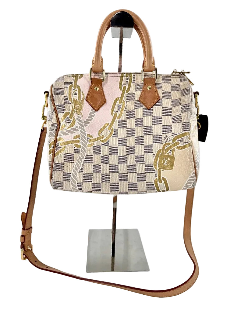 Nautical damier satchel w/ rope & chain print 25