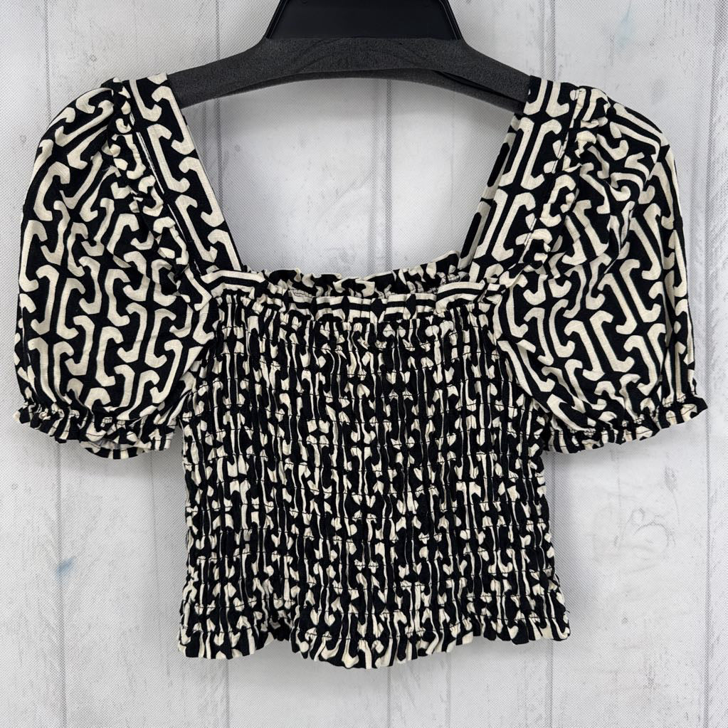 S smocked pouf slv crop top