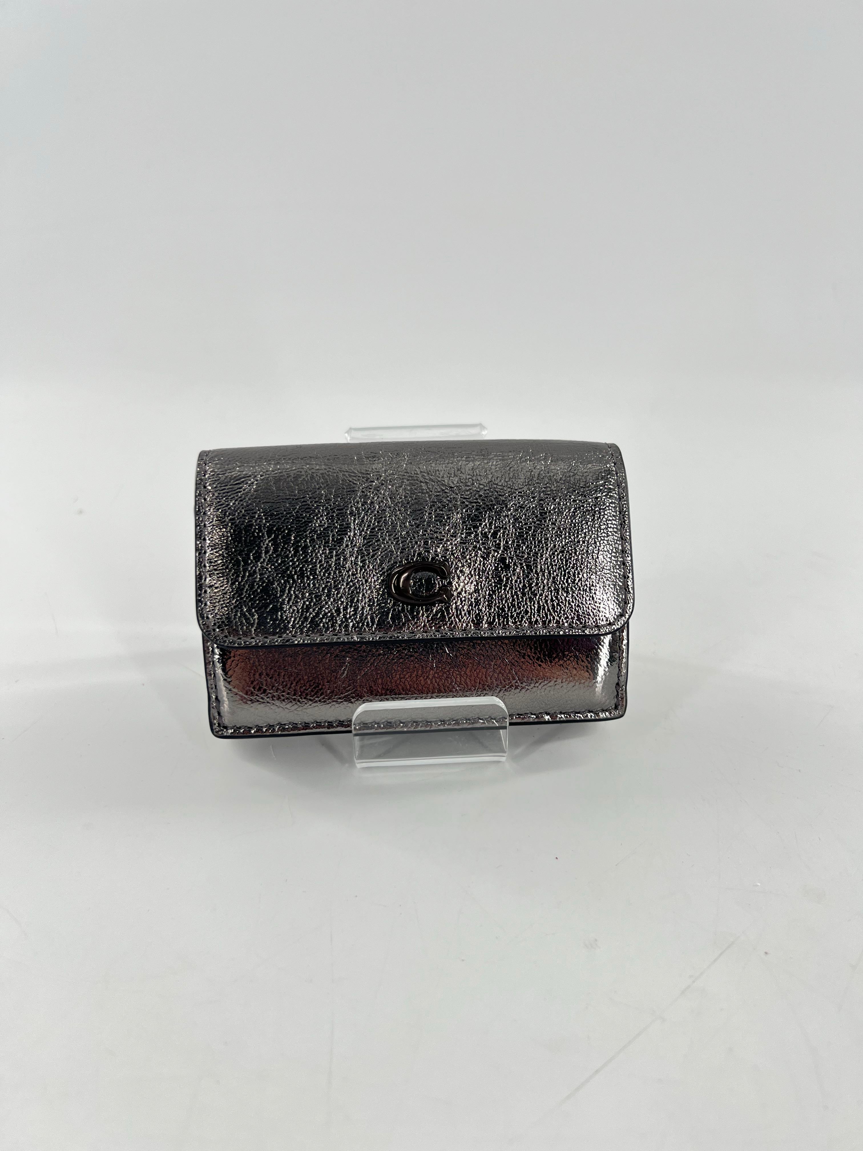 metallic medium flap wallet