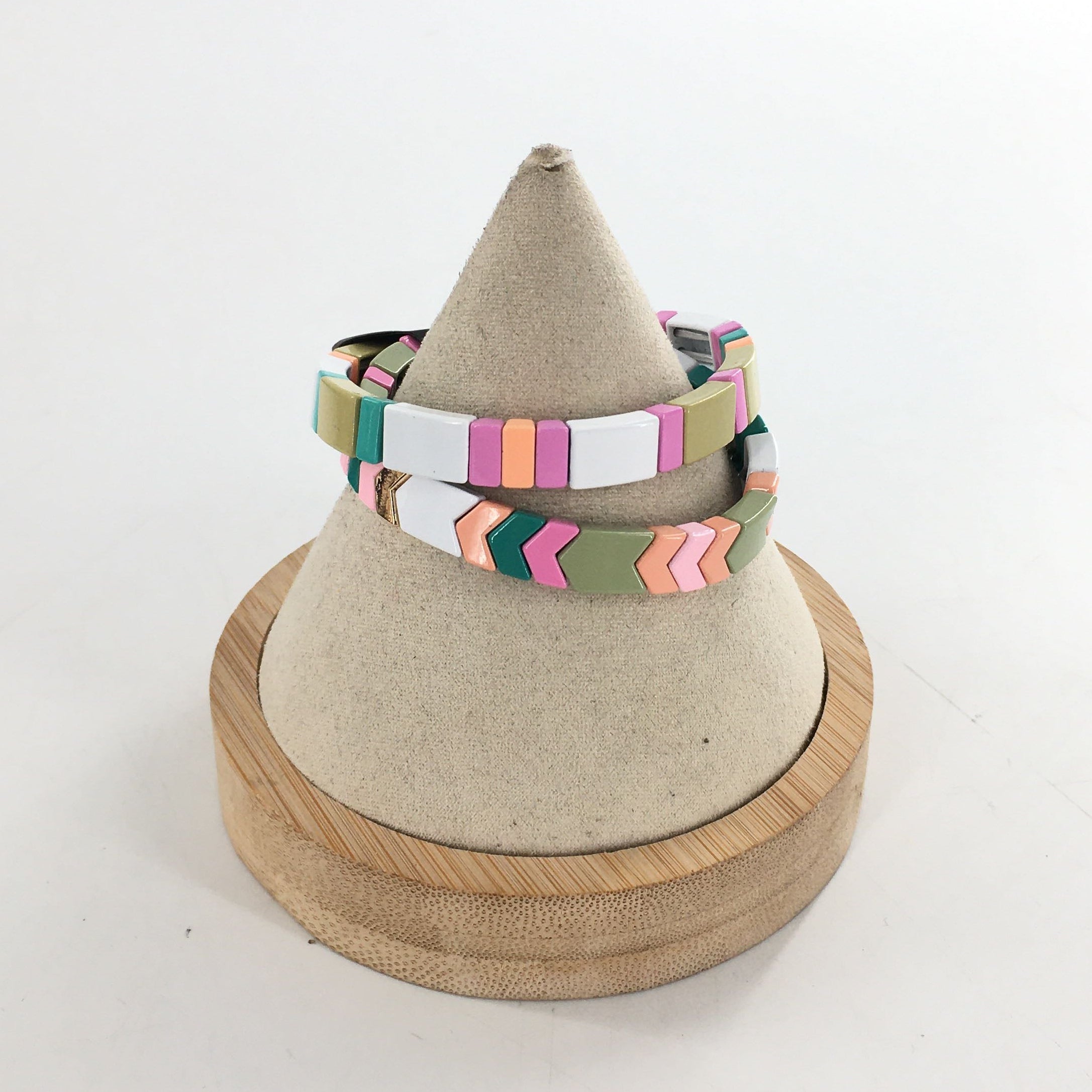 colorful metal stretch bracelet stack