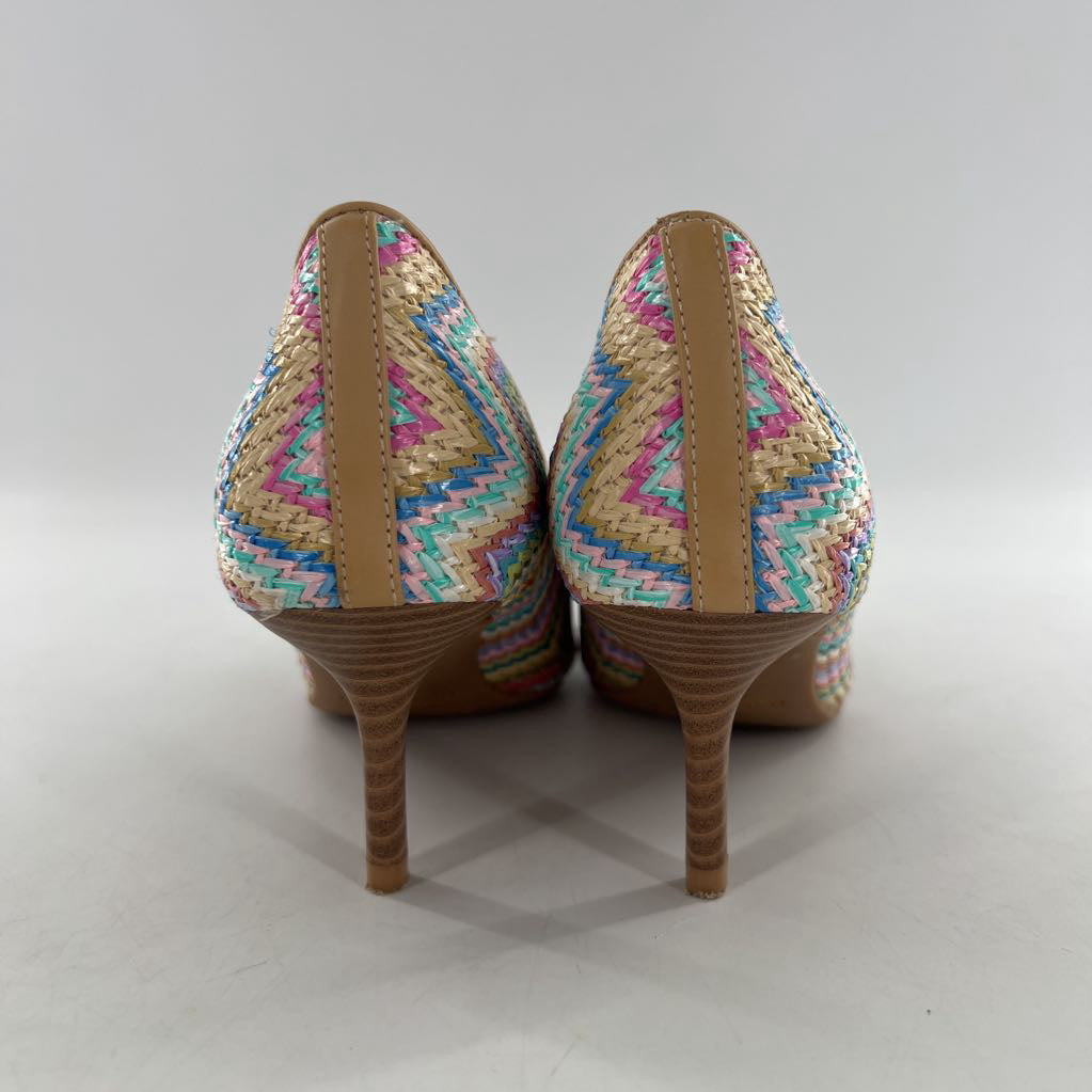 7.5 colorful woven heels