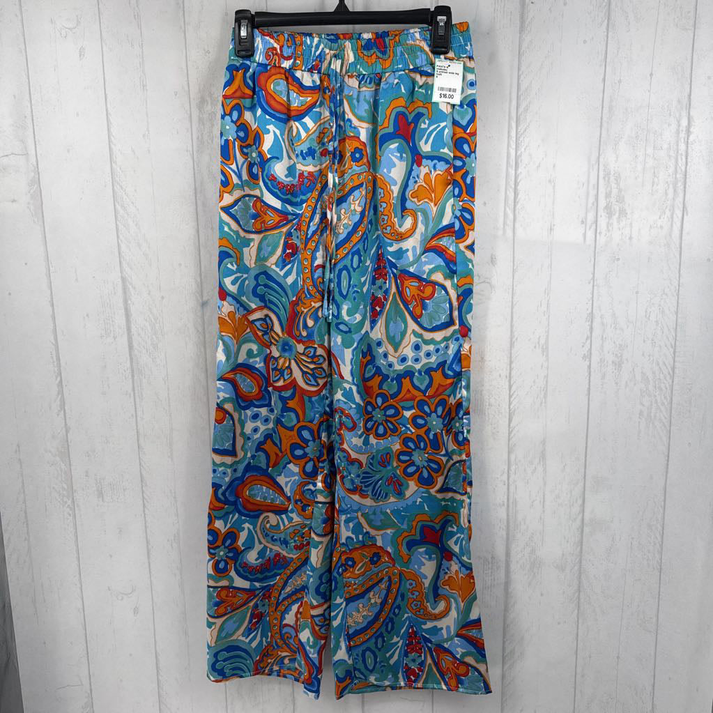S printed wide leg pants