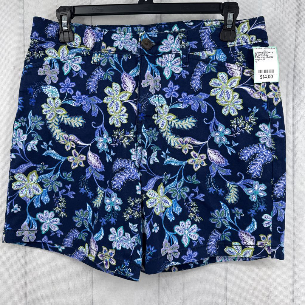 6 flo print shorts
