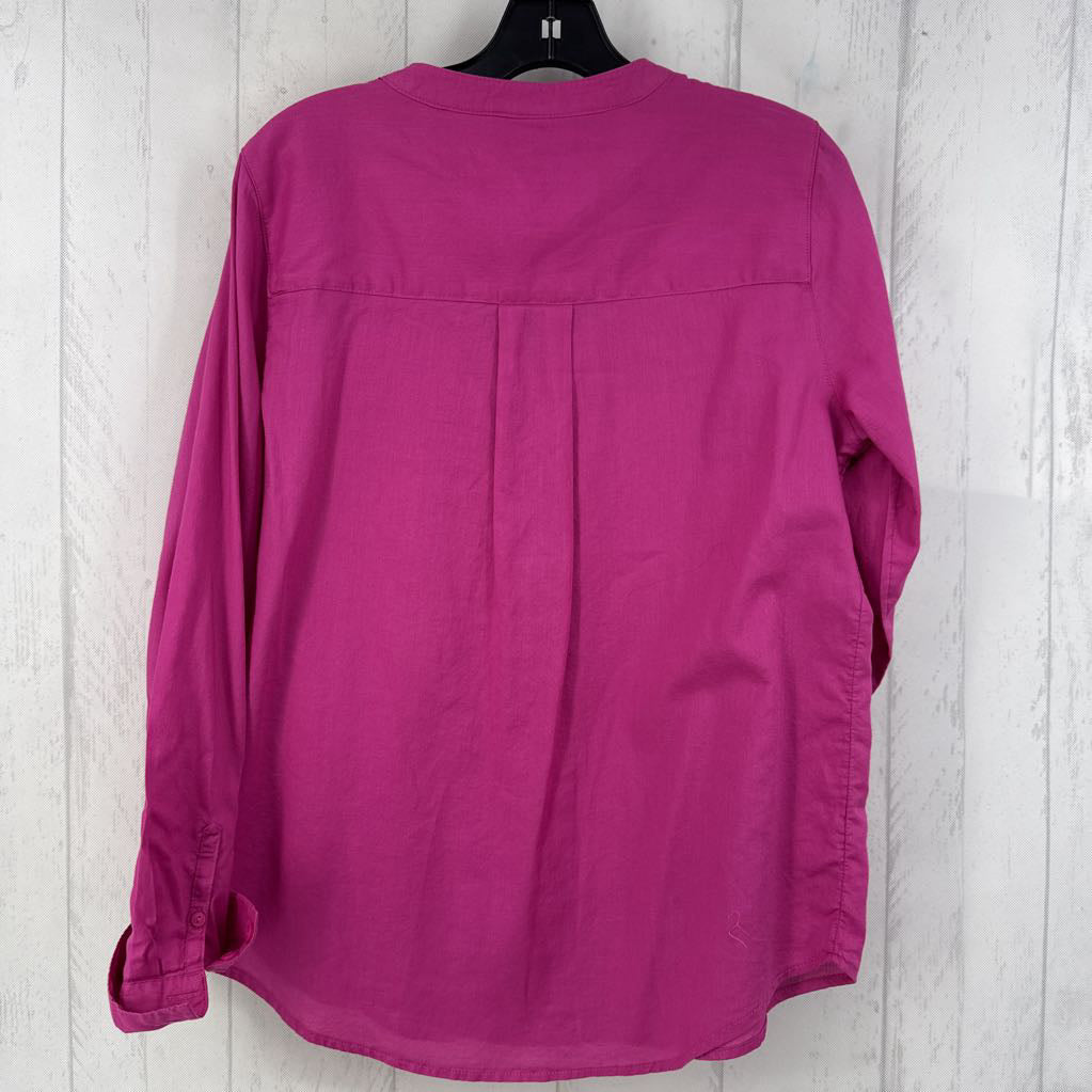 M split neck button down l/s top